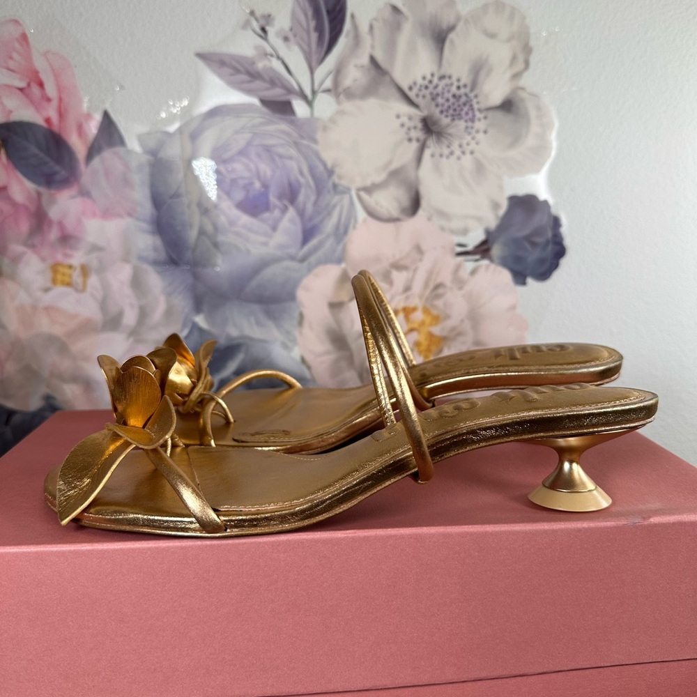 Cult Gaia Cosette Sandal in Brass gold metallic kitten heel slip on open toe - Picture 6 of 12